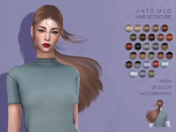 The Sims Resource: Anto`s Meg Hair Retextured by Lisaminicatsims for Sims 4