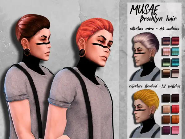 The Sims Resource: Musae`s Brooklyn hair Retextured by HoneysSims4 for Sims 4