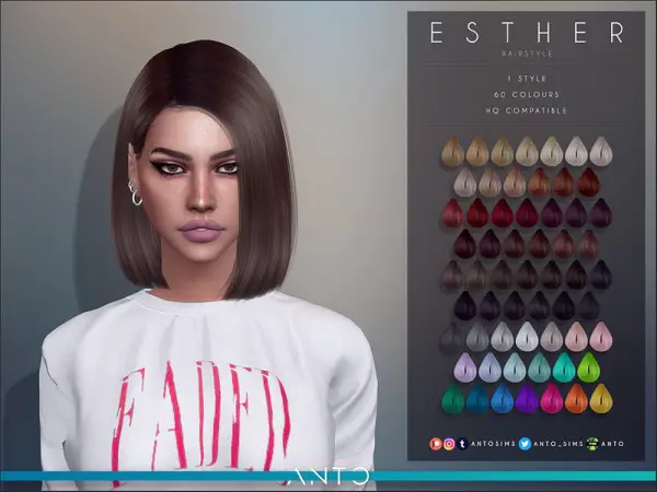 The Sims Resource: Esther Hair by Anto for Sims 4