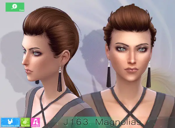 NewSea: J163 Magnolias hair for Sims 4