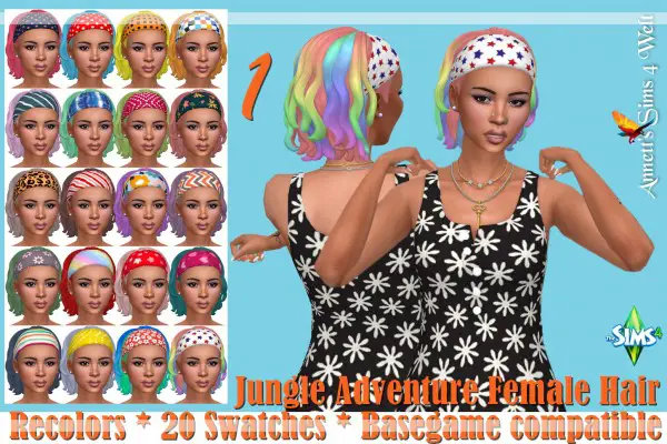 Annett`s Sims 4 Welt: Jungle Adventure Female Hair Recolors for Sims 4