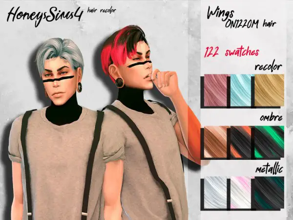 The Sims Resource: Wings ON1220M hair retextured by HoneysSims4 for Sims 4