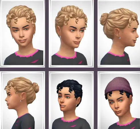 Birksches sims blog: Kids CurlyBunHair for Sims 4