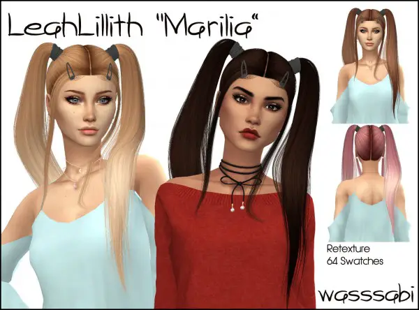 Wasssabi Sims: LeahLillith`s Marilia Hair Retextured for Sims 4