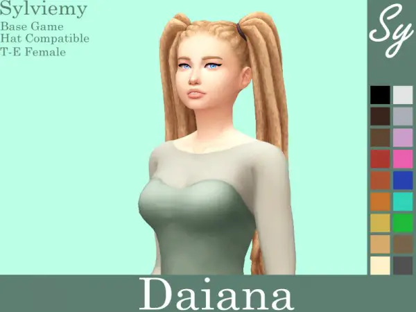 The Sims Resource: Daiana Hair Retextured by Sylviemy for Sims 4