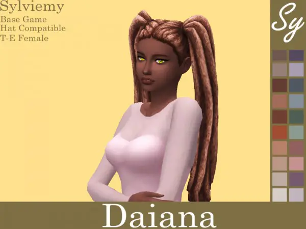 The Sims Resource: Daiana Hair Recolored by Sylviemy for Sims 4