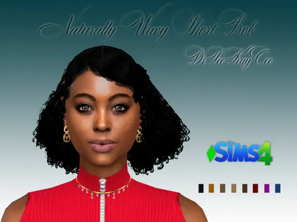 The Sims Resource: Naturally Wavy Short Bob by drteekaycee for Sims 4