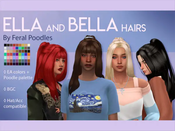 The Sims Resource: Bella Hair by feralpoodles for Sims 4