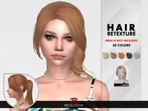 The Sims Resource: Cazy`s C143 Unofficial Hair Retextured by remaron for Sims 4