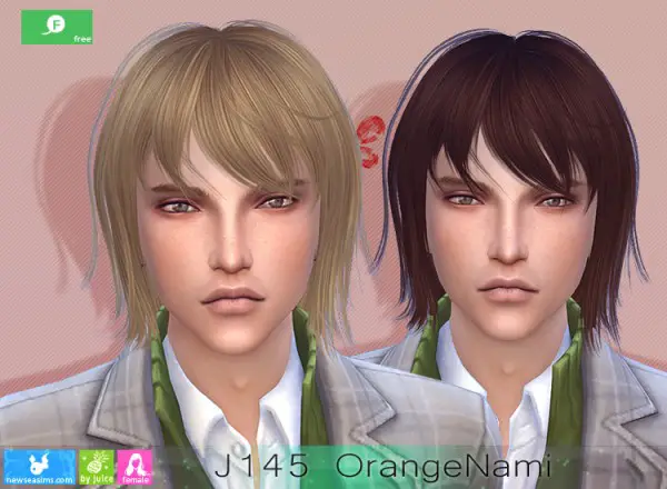 NewSea: J145 Orange Nami Hair M for Sims 4