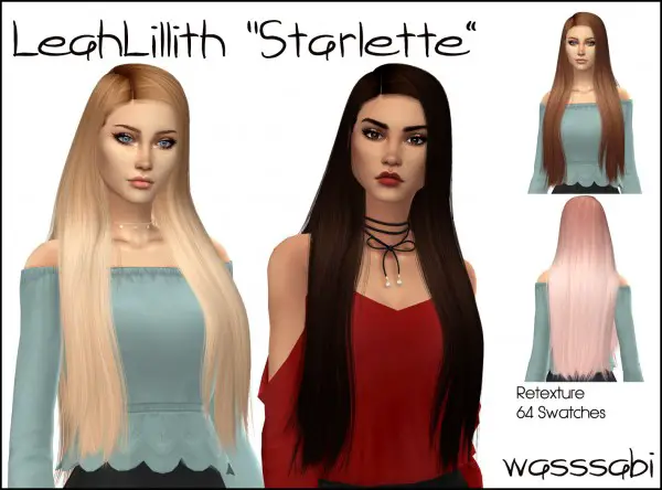 Wasssabi Sims: LeahLillith`s Starlette Hair Retextured for Sims 4