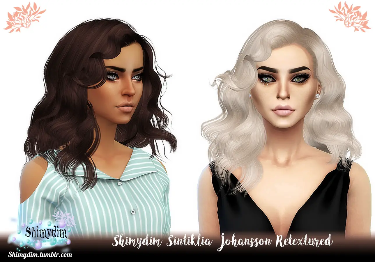 Shimydim Sintiklia`s Johansson Hair Retextured Sims 4 Hairs