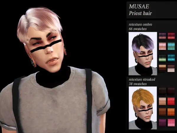 The Sims Resource: Musae`s Priesr hair recolored by HoneysSims4 for Sims 4