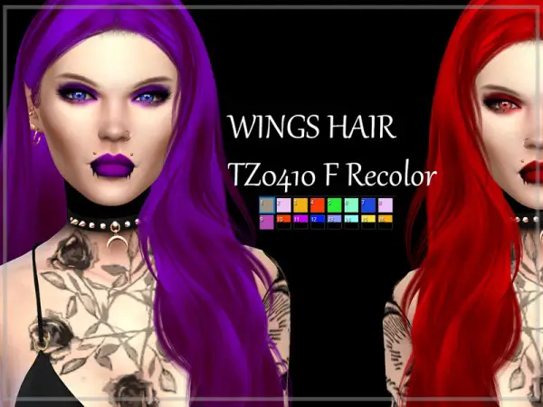 The Sims Resource: WINGS TZ0410 Hair Recolored for Sims 4