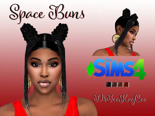 The Sims Resource: Space Buns Hair Retextured by drteekaycee for Sims 4