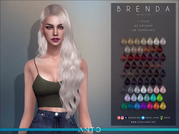 The Sims Resource: Brenda Hair by Anto for Sims 4