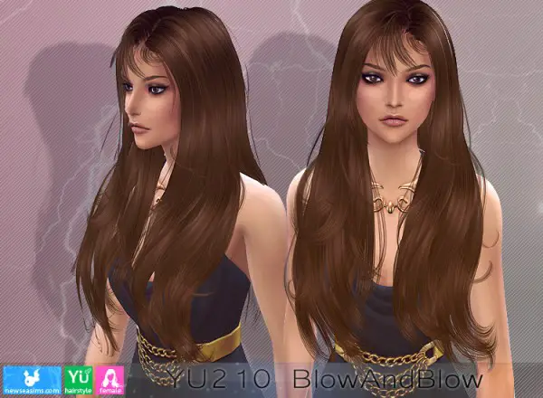NewSea: YU210 BlowandBlow hair - Sims 4 Hairs