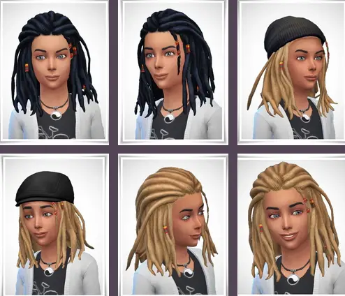 Birksches sims blog: Daran Kids Dreads Hair Retextured for Sims 4