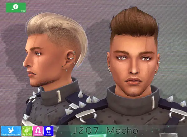 NewSea: J207 Macho Hair for Sims 4