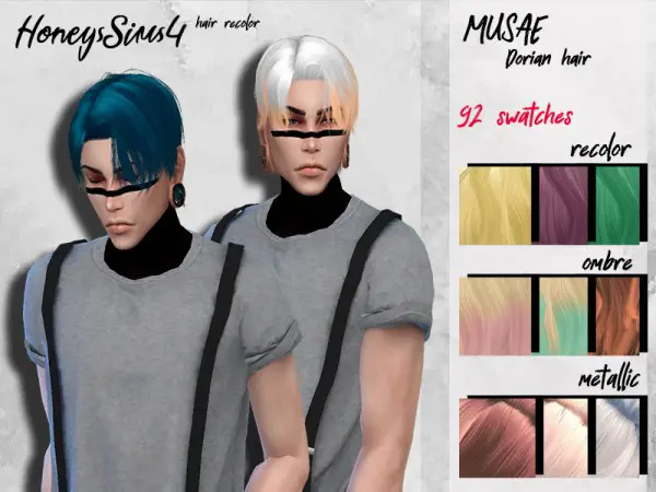 The Sims Resource: Musae`s Dorian Hair Retextured by HoneysSims4 for Sims 4