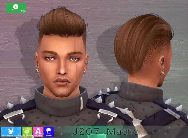 NewSea: J207 Macho Hair for Sims 4
