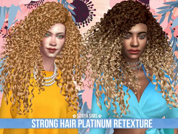The Sims Resource: Strong Platinum  Hair  Retextured by SonyaSimsCC for Sims 4