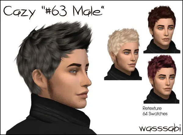 Wasssabi Sims: Cazy`s 63 Hair Retextured for Sims 4