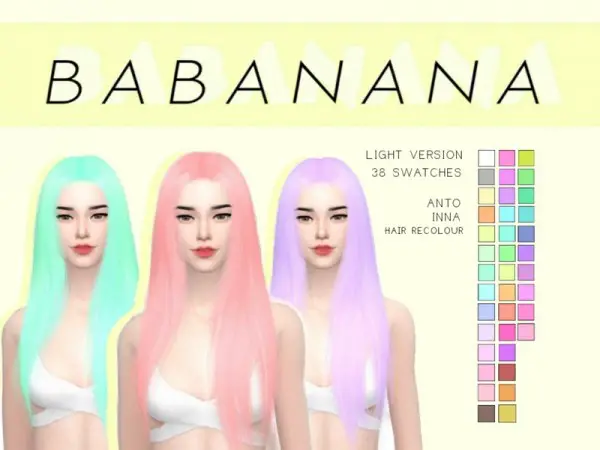The Sims Resource: Anto`s Inna Hair Recolored by B A B A N A N A for Sims 4