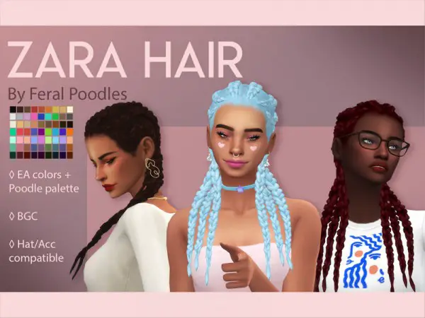 The Sims Resource: Zara Hair by feralpoodles for Sims 4