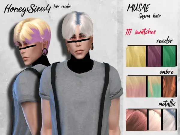 The Sims Resource: Musae`s Sagna Hair Retextured for Sims 4
