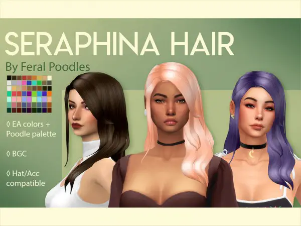 The Sims Resource: Seraphina Hair by feralpoodles for Sims 4