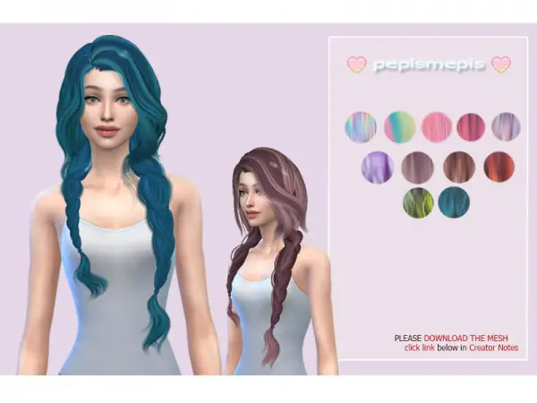 The Sims Resource: Mepis Hair 01 Retextured by pepismepis for Sims 4