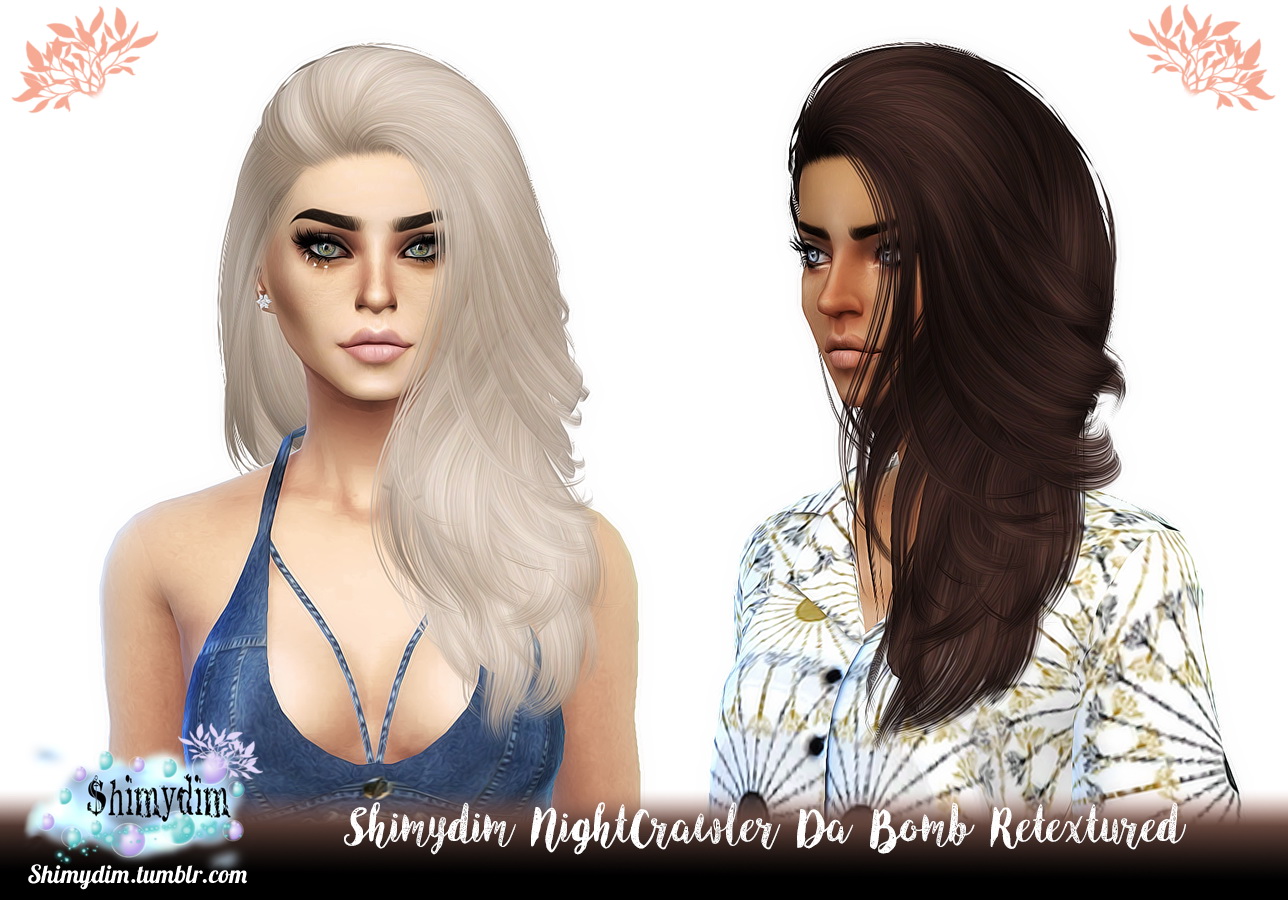 Sims 4 Hairs Shimydim: NightCrawler`s Da Bomb Hair Retextured.