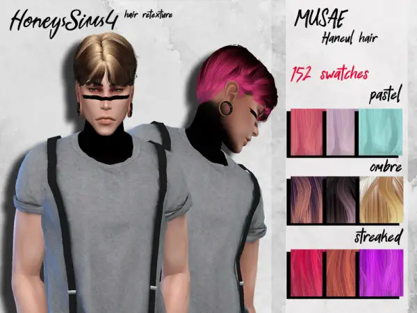 The Sims Resource: Musae`s Haneul Hair Retextured by HoneysSims4 for Sims 4