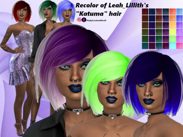 The Sims Resource: Recolor LeahLilliths Katuma hair by PinkyCustomWorld for Sims 4