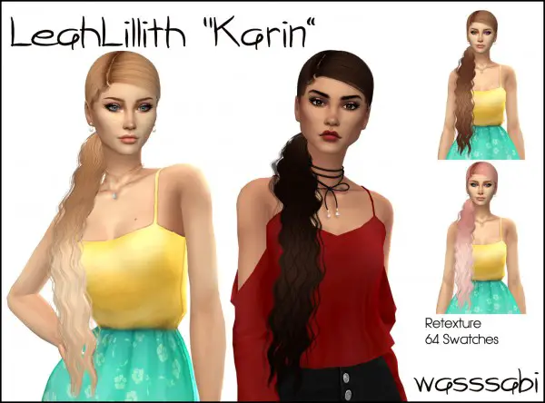 Wasssabi Sims: LeahLillith`s Karin Hair Retextured for Sims 4