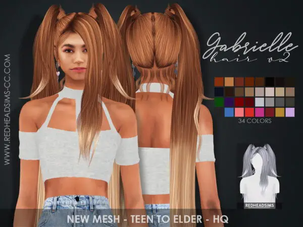 Coupure Electrique: Gabrielle Hair Two Versions for Sims 4