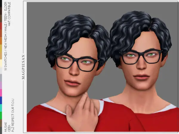 The Sims Resource: Geek Hair by magpiesan for Sims 4