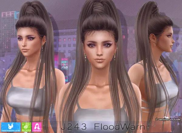 NewSea: J243 Flood Warn Hair for Sims 4