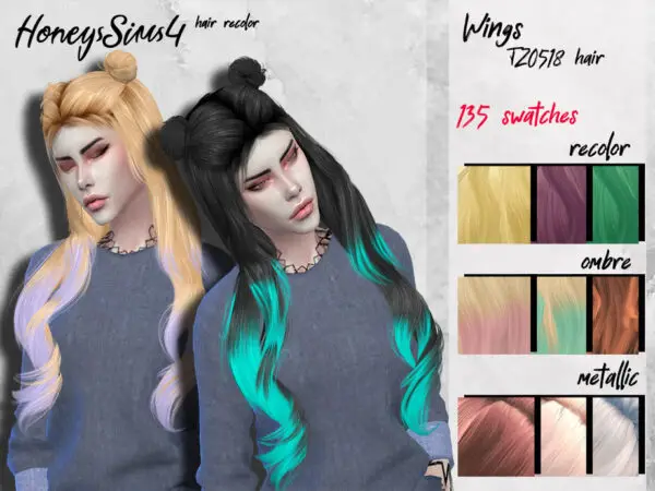 The Sims Resource: Wings TZ0518 hair recolored by HoneysSims4 for Sims 4