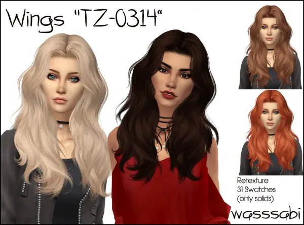 Wasssabi Sims: Wingssims TZ 0314 hair retextured for Sims 4