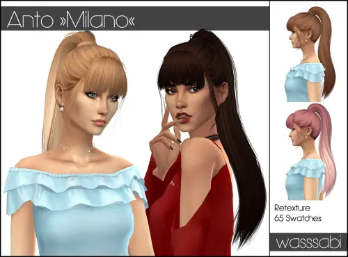 Wasssabi Sims: Anto`s Milano Hair Retextured for Sims 4