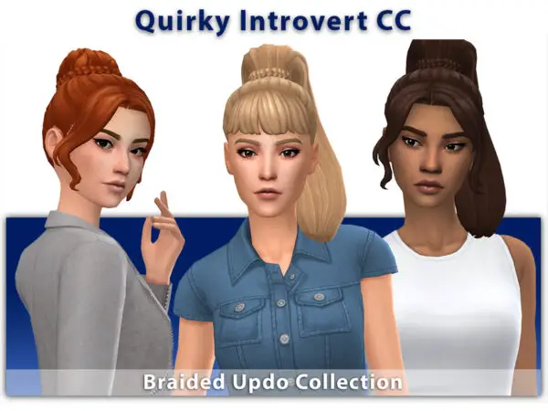 The Sims Resource: Braided Updo Collection Hair by qicc for Sims 4