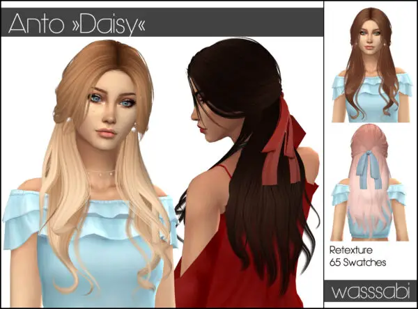 Wasssabi Sims: Anto`s Daisy Hair Retextured for Sims 4