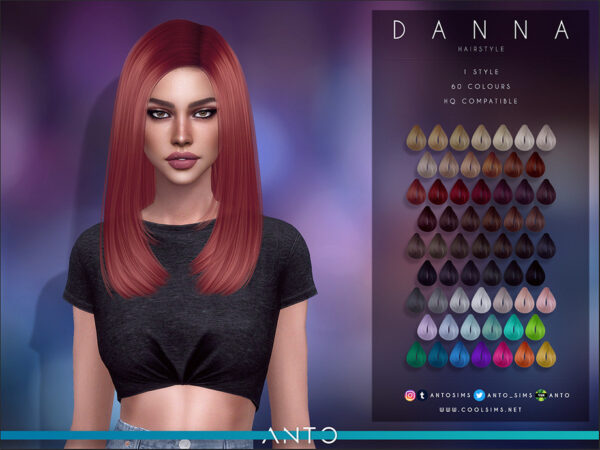 The Sims Resource: Danna hair by Ano for Sims 4