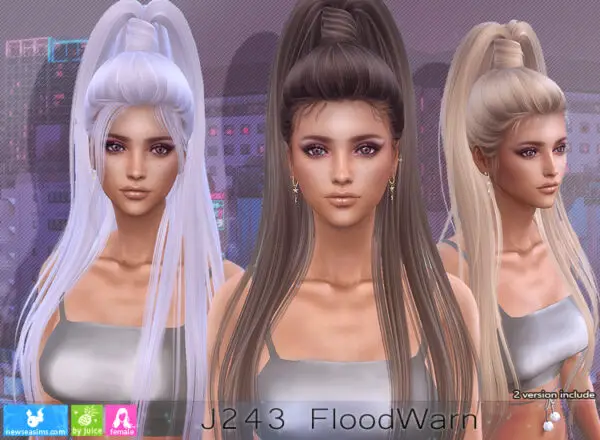 NewSea: J243 Flood Warn Hair for Sims 4