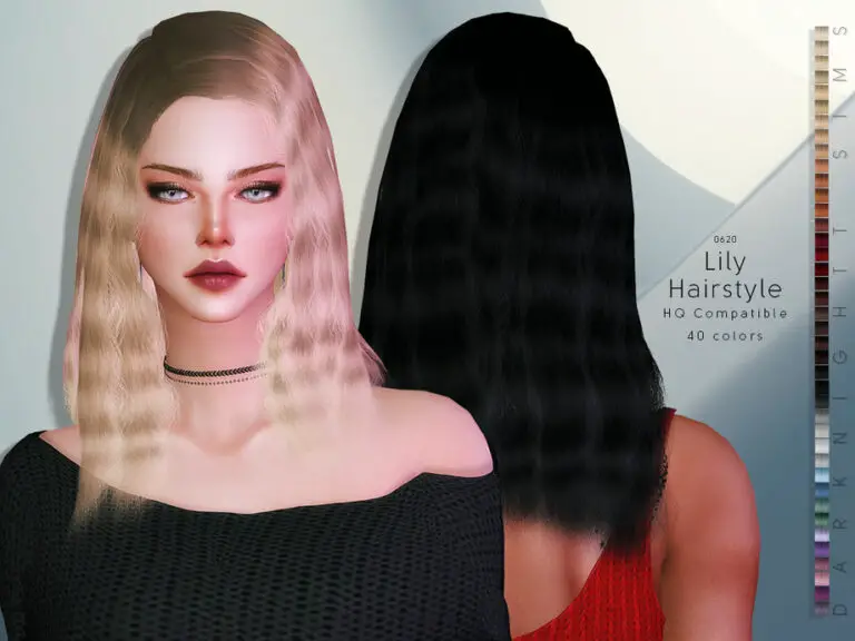 The Sims Resource Lily Hair By Darknightt Sims 4 Hairs 