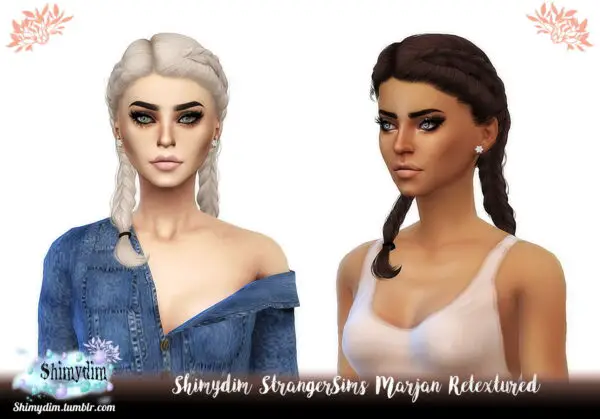 Shimydim: StrangerSims Marjan Hair Retextured for Sims 4