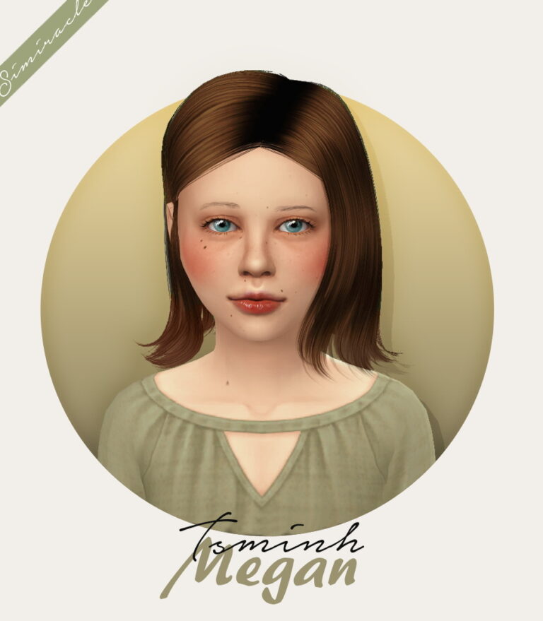 Simiracle Tsminh`s Megan Hair Retextured Kids Version Sims 4 Hairs