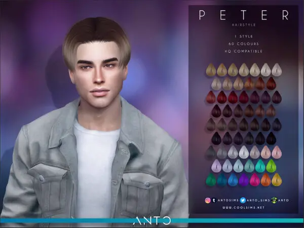 The Sims Resource: Peter hair by Anto for Sims 4